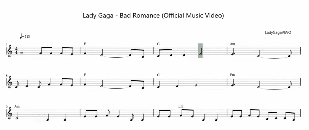 The transcription results of Melody Scanner.