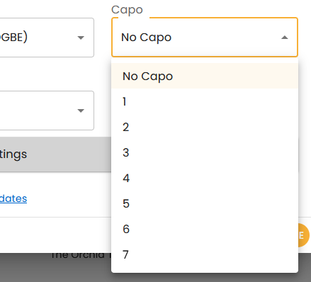 Select the Capo position for your Guitar2Tabs transcription.